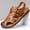 Brown, variant on Men's Closed Toe Two-Wear Genuine Leather Outdoor Sandals