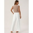 thumbnail image 4 of DARING DIVA Women's Linen Flowy Palazzo Trousers with Pockets S White, 4 of 6