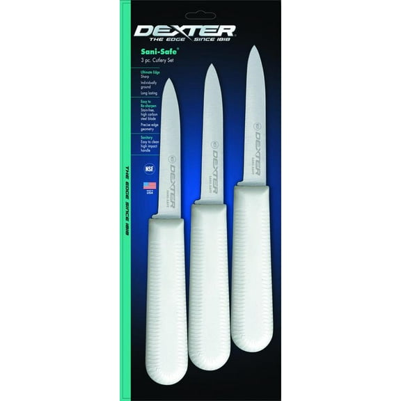Dexter Russell Sani-Safe 3-Pack Paring Knives w/White Handles