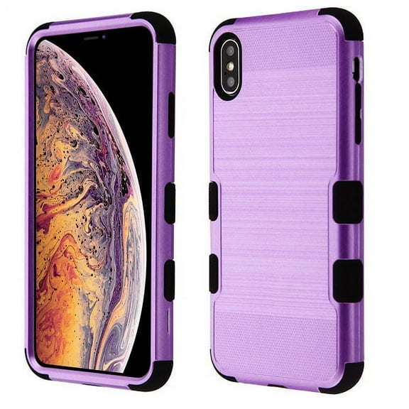 Cover for Apple iPhone XS Max Hybrid Three Layer Hard PC Shockproof Heavy Duty TPU Rubber Anti-Drop Phone Case Fit iPhone XS Max [ Purple Black ]