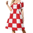 thumbnail image 2 of Croatia red chess board Sleeveless Dress elegant women's sets dresses korean style, 2 of 7