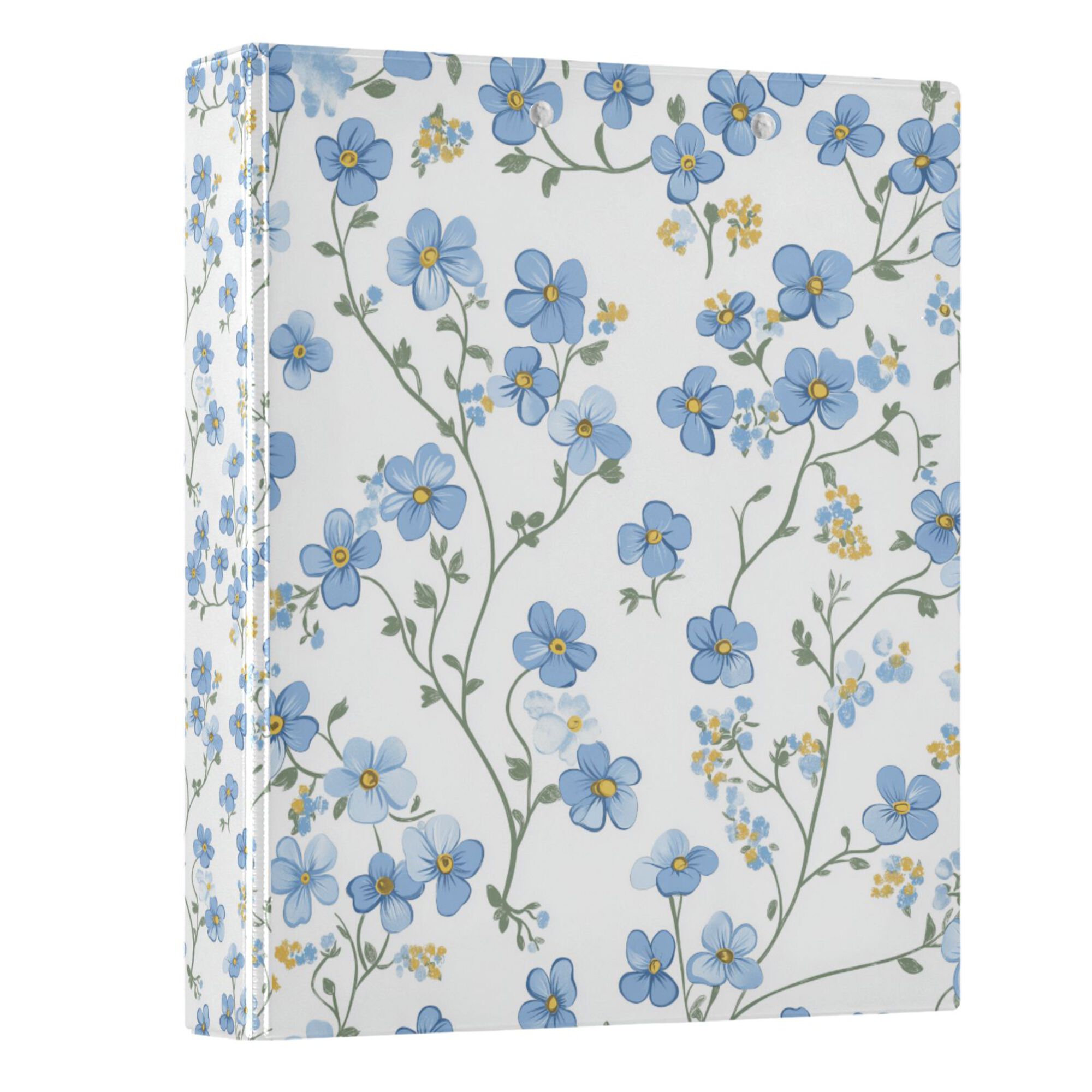 FORMRS 3 Ring Binder 1.5 inch with Pockets Set of 2 Clip Board 200 Sheets Capacity, Forget Me Not