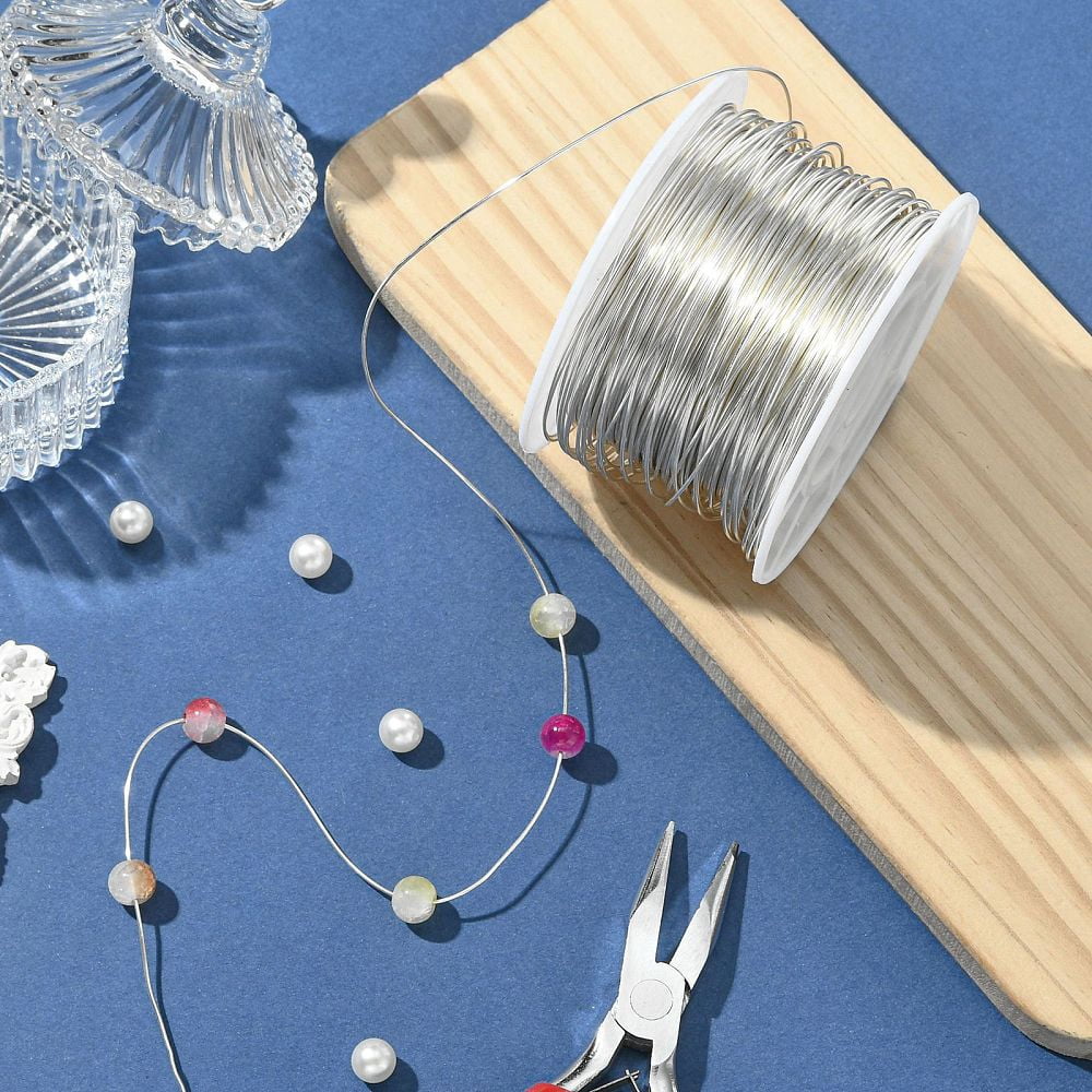 500gs Round Copper Jewelry Wire Long-Lasting Plated Silver color Plated 20 Gauge 0.8mm about 360.89 Feet(110m)/500g