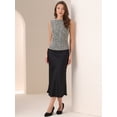thumbnail image 4 of DARING DIVA Women's Tweed Elegant Crew Neck Business Vest Tops S Beige Black, 4 of 7