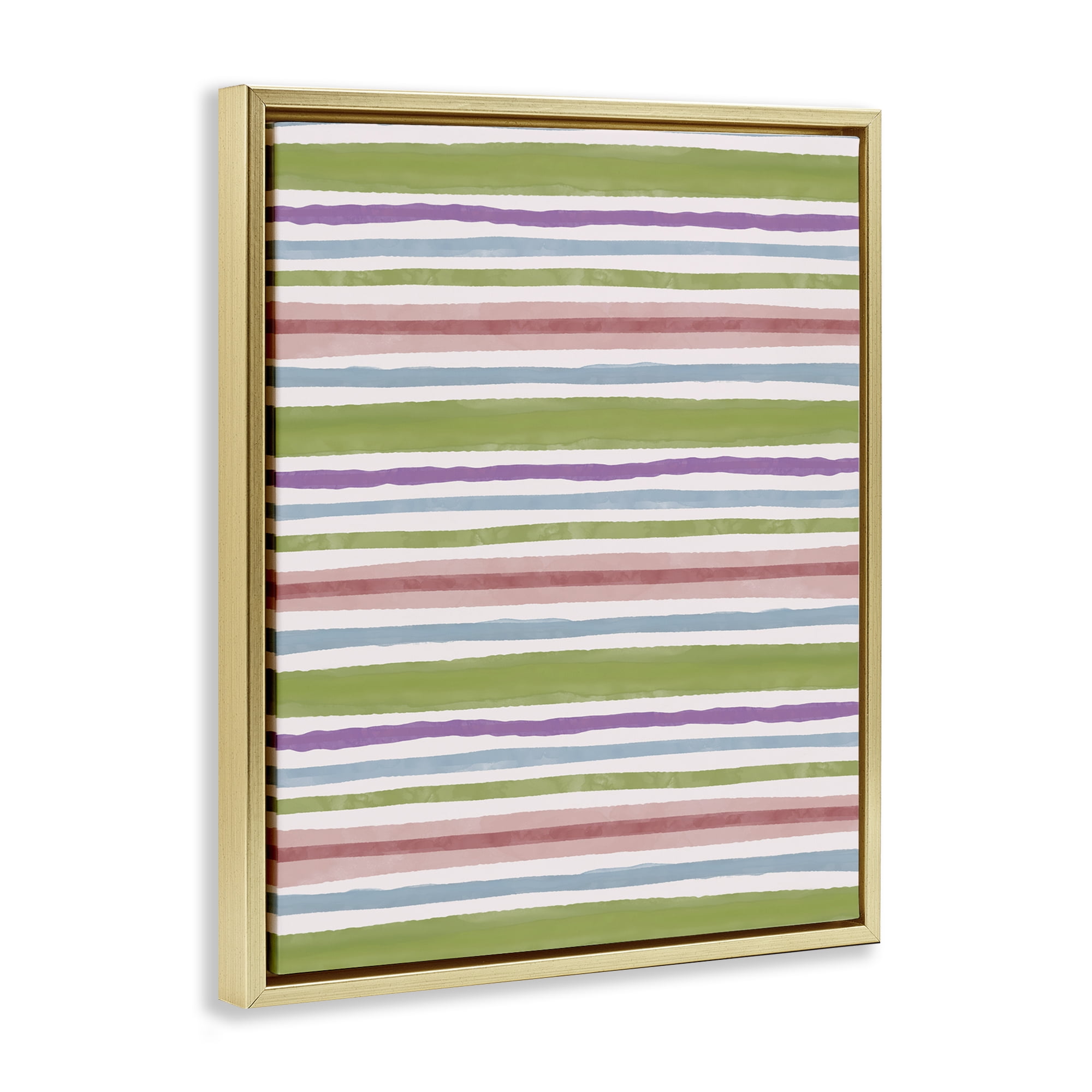 Stupell Industries Fun Stripes Pattern Abstract Painting Gold Floater Framed Canvas Art Print Wall Art, 25 x 31