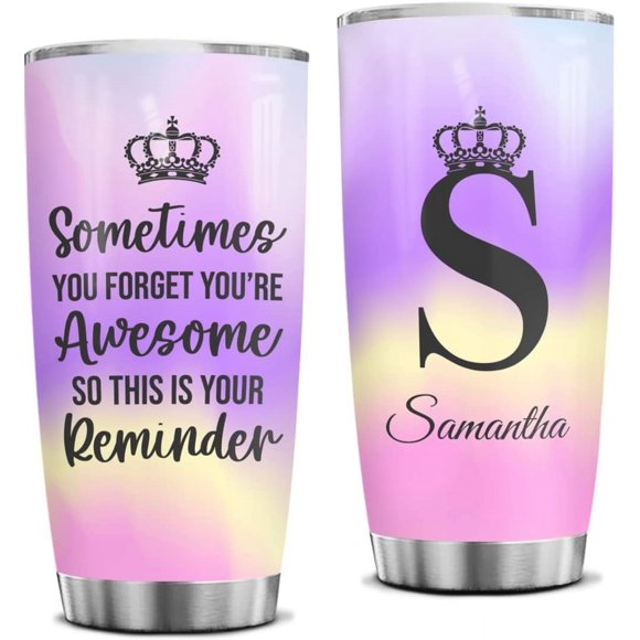 Inspirational Gifts for Women Personalized Tumbler Sometimes You Forget You''re Awesome Stainless Steel Tumblers 20 Oz 30 oz Coffee Cup Gift for Friends Coworkers Best Friend Women