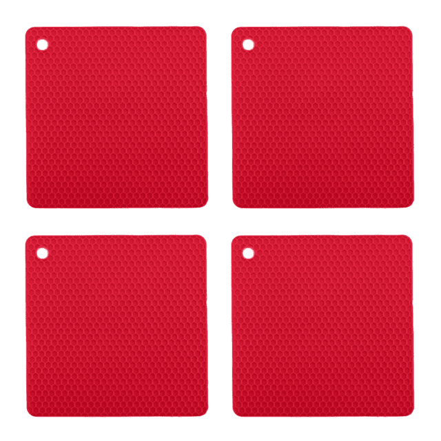 Reposacucharas con almohadillas calientes, salvamanteles multiusos para platos calientes, silicona de grado alimenticio resistente al calor, juego de 4