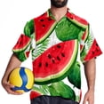 thumbnail image 4 of Watermelon Men's Casual Button Down Short Sleeve Printed Summer Beach Shirts, 4 of 6