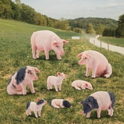 Toymany 8PCS Pig Figures Forest Animals Toy Figurines - Plastic Jungle Zoo Animal Figurines for Kids Boys Girls Age 3-5 6-12