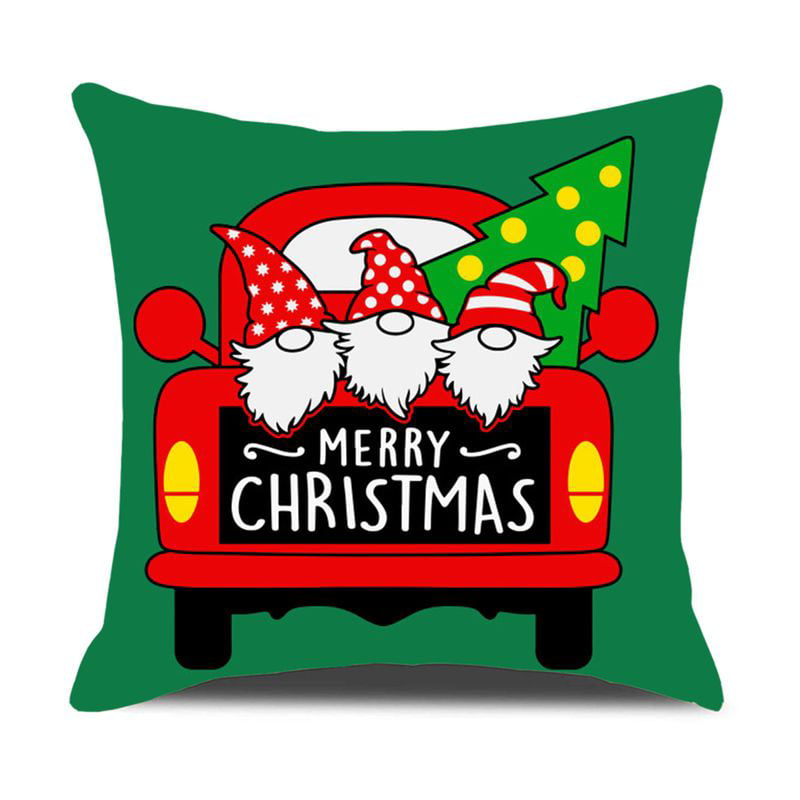 Ultra Soft and Breathable Merry Christmas Truck Balls Snowman Balls LooPoP Decorative Throw Pillow Covers Xmas Theme Short Plush Cushion Cover for Sofa Couch Bed Chair