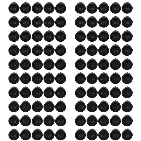 100 Pcs x ON/OFF/ON 3 Position SPDT Round Boat Rocker Switch 6A/250V 10A/125V AC,100 pieces. x Rocker switches,black