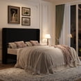 thumbnail image 2 of Amolife Full Size Platform Bed Frame with Velvet Upholstered Wingback Headboard, Black, 2 of 13