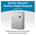 thumbnail image 2 of Sanitary Napkin Disposal - Stainless Steel, ADA Compliant, 1.2 Gallon, Wall Mount, 2 of 7
