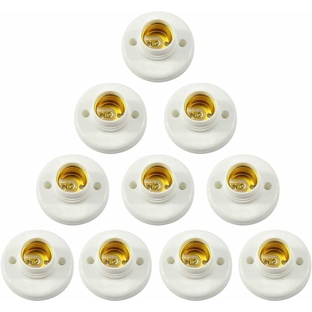 E27 Lamp Holder Screw Socket Plastic Wall Mount LED Bulb Base Converter Adapter Holders for E27 Bulb Plastic Round Screw Socket for Bulb Socket 10PCS