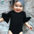 thumbnail image 6 of Deago Toddler Baby Girls Ruffled Long Sleeve Cotton Solid Romper Bodysuit Jumpsuit Outfits Clothes (Black), 6 of 6