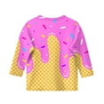 thumbnail image 4 of Drmagiyhm Girls 3/4 Sleeve Shirts Size 10-12 Cute Ice Cream Graphic Shirts Fashion Casual Crewneck T-Shirt Beach Ice Cream Tops Hot Pink 4-5 Years, 4 of 5