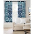 thumbnail image 2 of Teal Blue Ombre Flowers Blackout Curtains for Bedroom Living Room Darkening Curtains 84 Inch Length 2 Panels Set Rustic Vintage Botanical Leaves Window Curtain Window Treatment Grommet Drapes 52"x84", 2 of 9