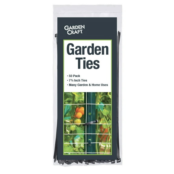 Garden Craft, 8'' x 0.18" Black 75lb Self-Locking Cable Ties 50 Count