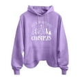 thumbnail image 2 of Baqcunre Sweaters For Women Women's Just A Girl Who Loves Letter Print With Drawstring Hooded Pocket Sweater Women Sweatshirt Fall Outfits Women Trendy Purple S, 2 of 4