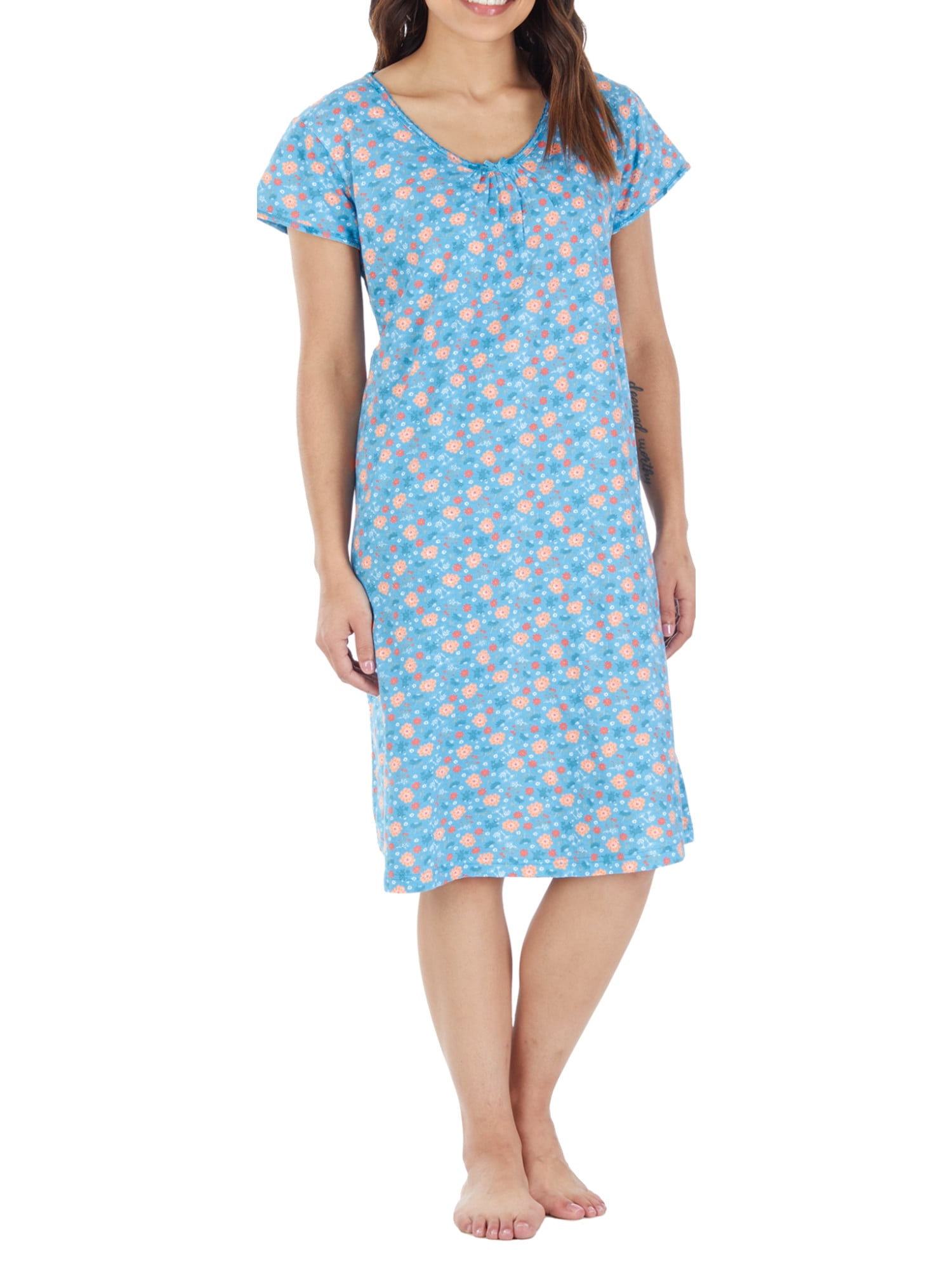 Sleepyheads Women's Cotton Short Sleeve Nightgown Sleep Dress Pajama ...