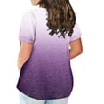 thumbnail image 3 of EHTMSAK Dressy Womens Tops Plus Size Solid Tee Shirts Clearance Crew Neck Ladies Short Sleeve Tops with Lower Sides Summer Womens Plus-Size Tops for Leggings Dark Purple XL, 3 of 7