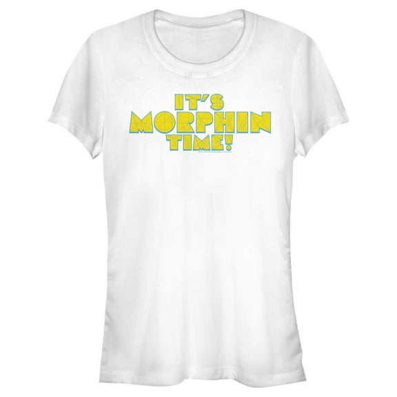 Junior's Power Rangers Geometric Morphin Time  Graphic Tee White Small