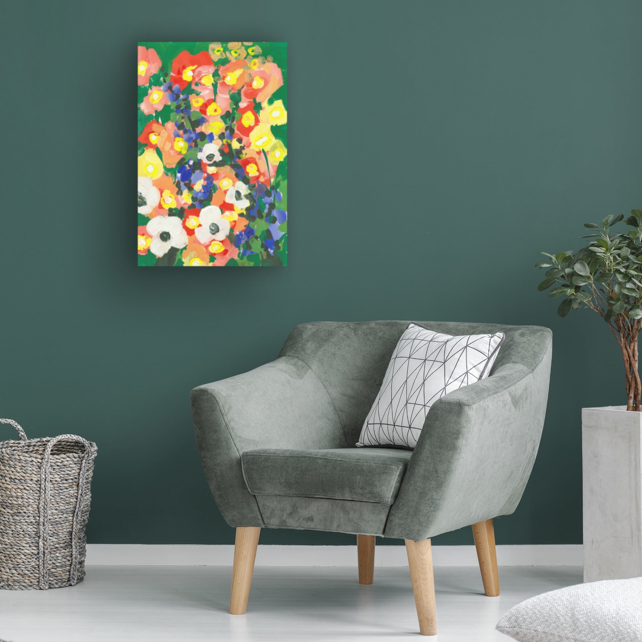Trademark Fine Art Ania Zwara Big White Flower With Blue Bells Canvas Wall Art