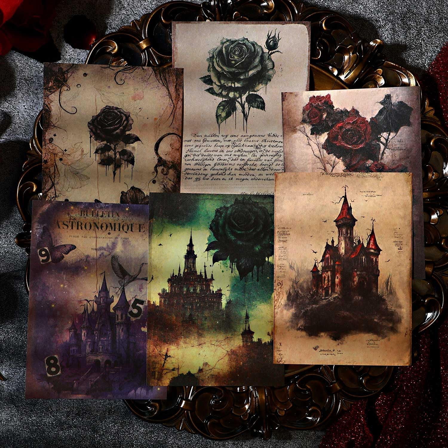 80 Sheets Gothic Scrapbook Paper, Vintage Junk Journal Supplies for Scrapbooking Kit, Magic Decorative Paper for Journaling Book Pages, Dark Academia Wall Decor for Room Decorations