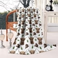 thumbnail image 2 of White Highland Cow Hat Leaf Pattern Blanket,Comfortable Soft Flannel Throw Blanket,All Season,Warm Lightweight Blankets for Sofa Bed Couch Living Room Chair,50"x60", 2 of 4