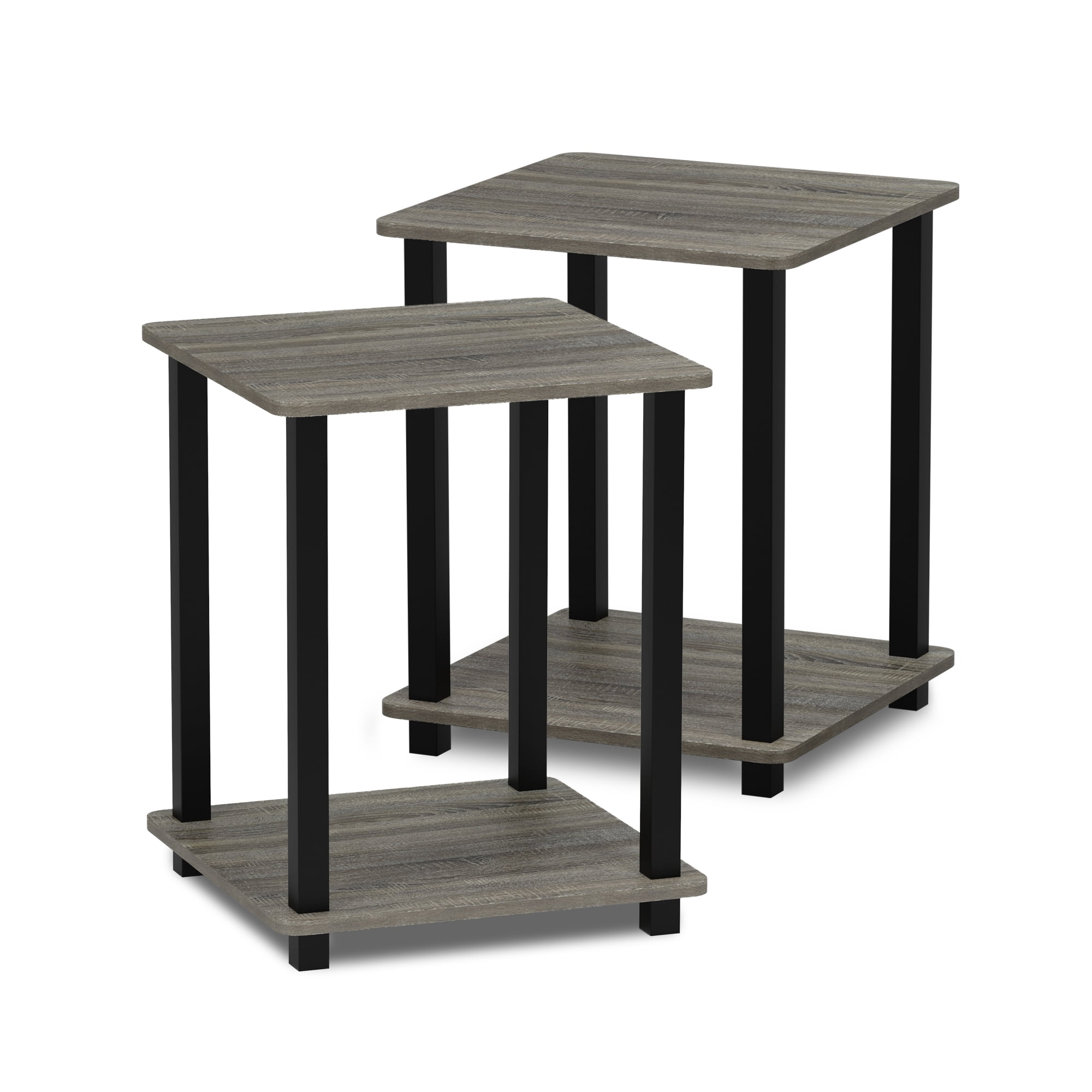 Set of 2 Espresso Petite Furinno 2-11157EX End Table Bedroom Night Stand 
