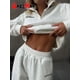 thumbnail image 3 of Chándal de otoño para mujer con cremallera, conjunto informal de dos piezas blanco de gran tamaño de algodón, pantalones deportivos clásicos para mujer, 3 of 5
