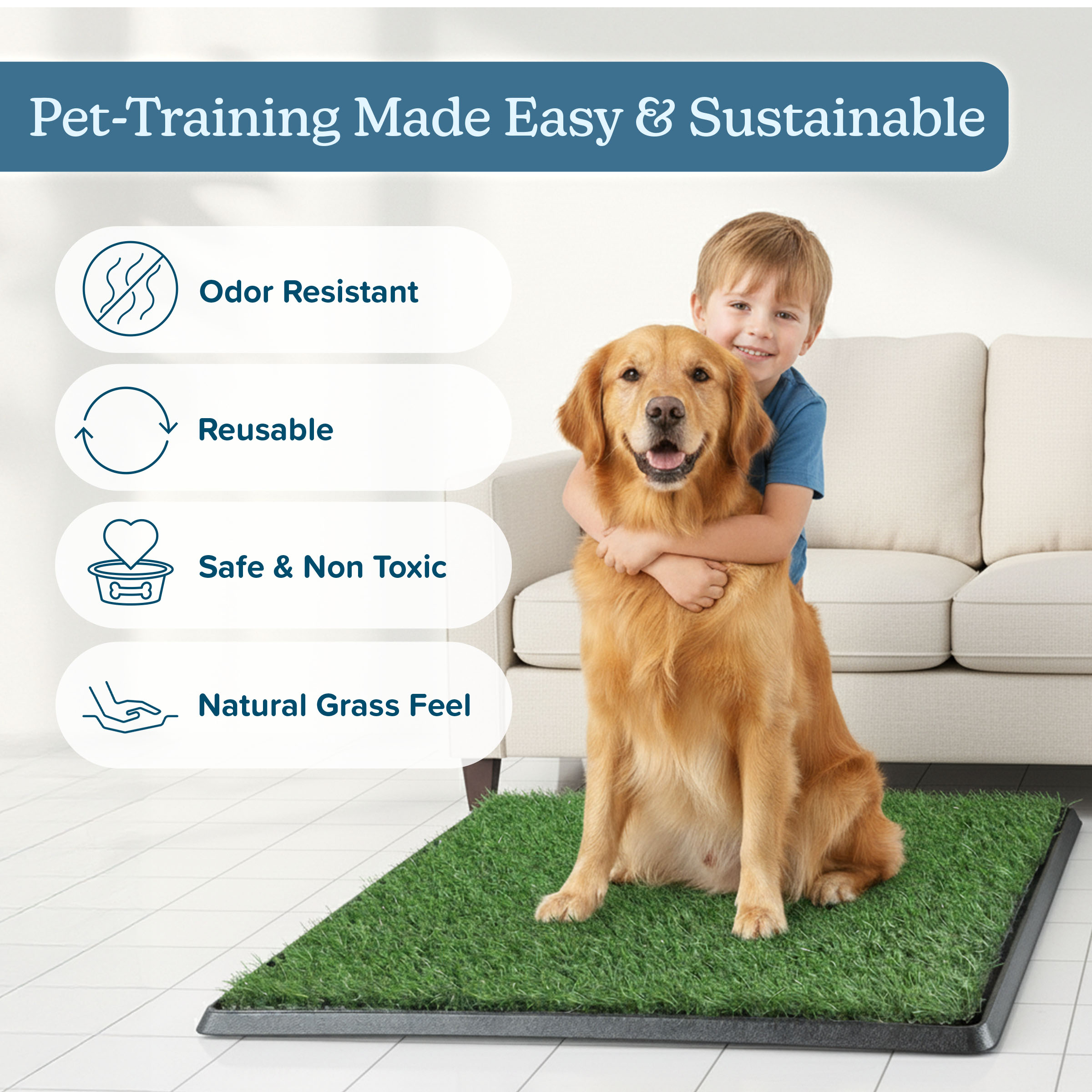 PETMAKER Set of 3 Replacement Turf Grass Pee Pads - Puppy Essentials