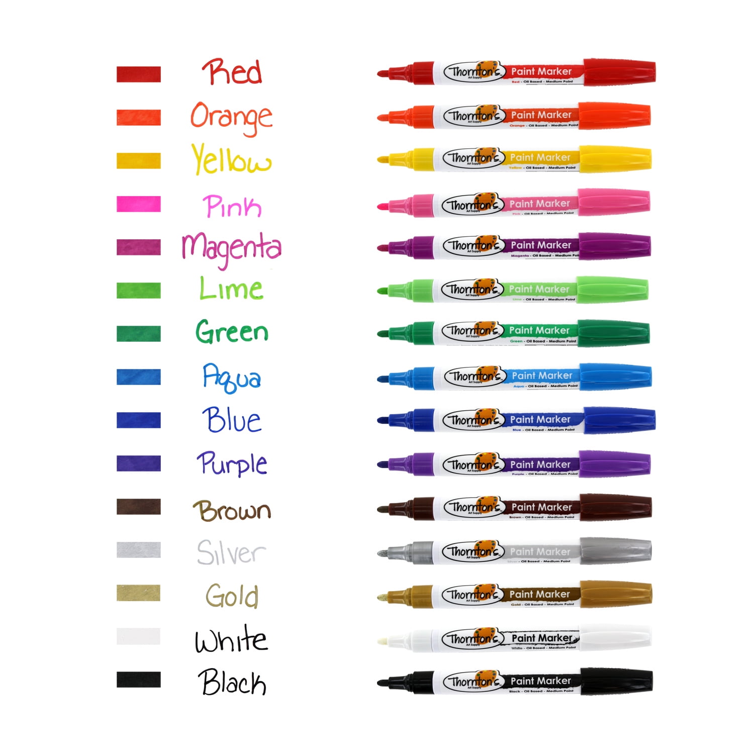 (4 pack) Thornton's Art Supply Oil-Based Paint Marker, Medium Point, Green Ink