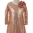 thumbnail image 4 of Big Girl Shiny Sequin Short Sleeve Holiday Christmas Party Flower Girl Dress Blush 8 (K40D8), 4 of 4