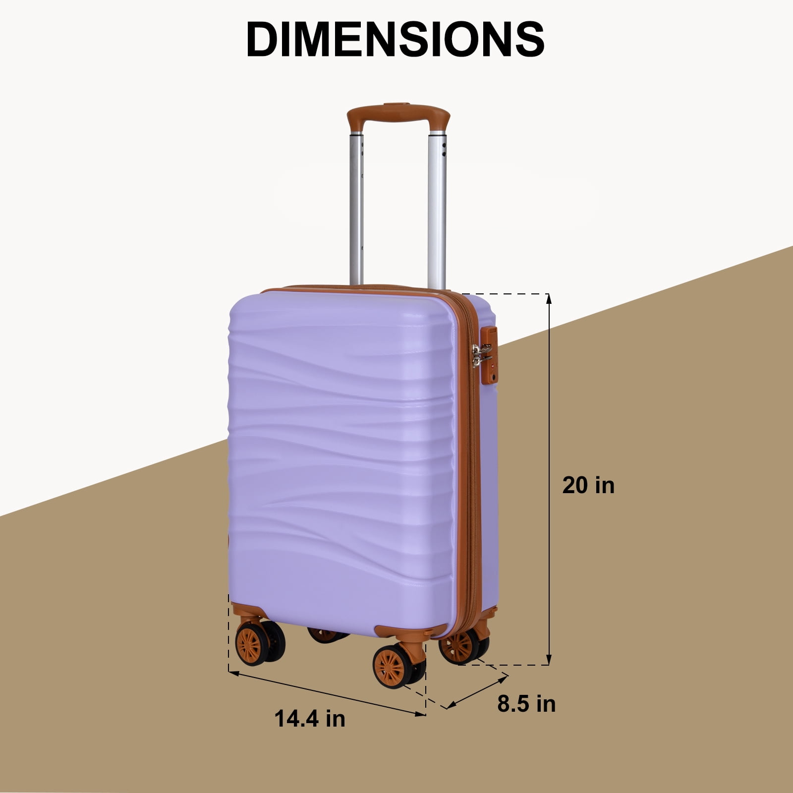 SUNSPIRE 20'' Carry On Luggage Airline Approved Hardside Suitcase with Double Spinner Wheels Expandable Carry-on Luggage for More Space Lightweight Scratch-Resistant Travel Bag YKK Zipper Purple