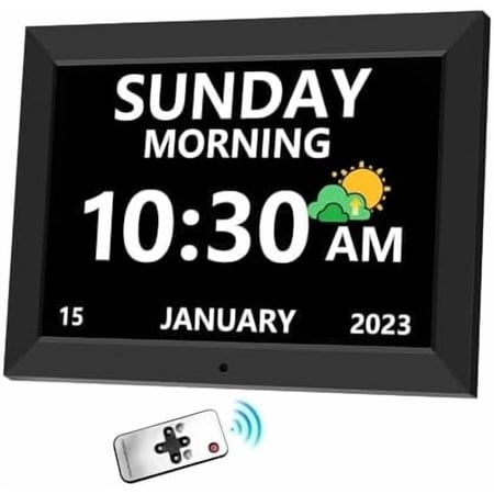 10 Inch Clock with Day and Date for Elderly Large Display Digital Clocks 12 Alarm 3 Display Modes Large Font Alzheimer's Clock Alarm Clocks for Seniors Auto DST 10in Black