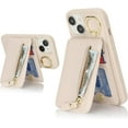 thumbnail image 7 of iPhone 13 case with Card Holder, iPhone 13 Phone Case Wallet for Women magsafe Compatible Wallet Detachable 2-in-1 for Men-Warm White, 7 of 7