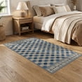 thumbnail image 2 of ODIKA 5'x7' Blue Beige Geometric Eye Pattern Washable Area Rug Modern Symmetrical Design with Borders Non-Slip, Chair-Friendly for Dining Room, Under Table, Home Office, 2 of 7