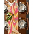 thumbnail image 2 of Pink Orange Table Runner-Cotton Linen- 60 Inch Holiday Dresser Scarves, Boho Colorful Rainbow Abstract Tie Dye Tablerunner for Kitchen Coffee/Dining Bedroom Home Living Room Dinner Scarf Décor 13x60, 2 of 9