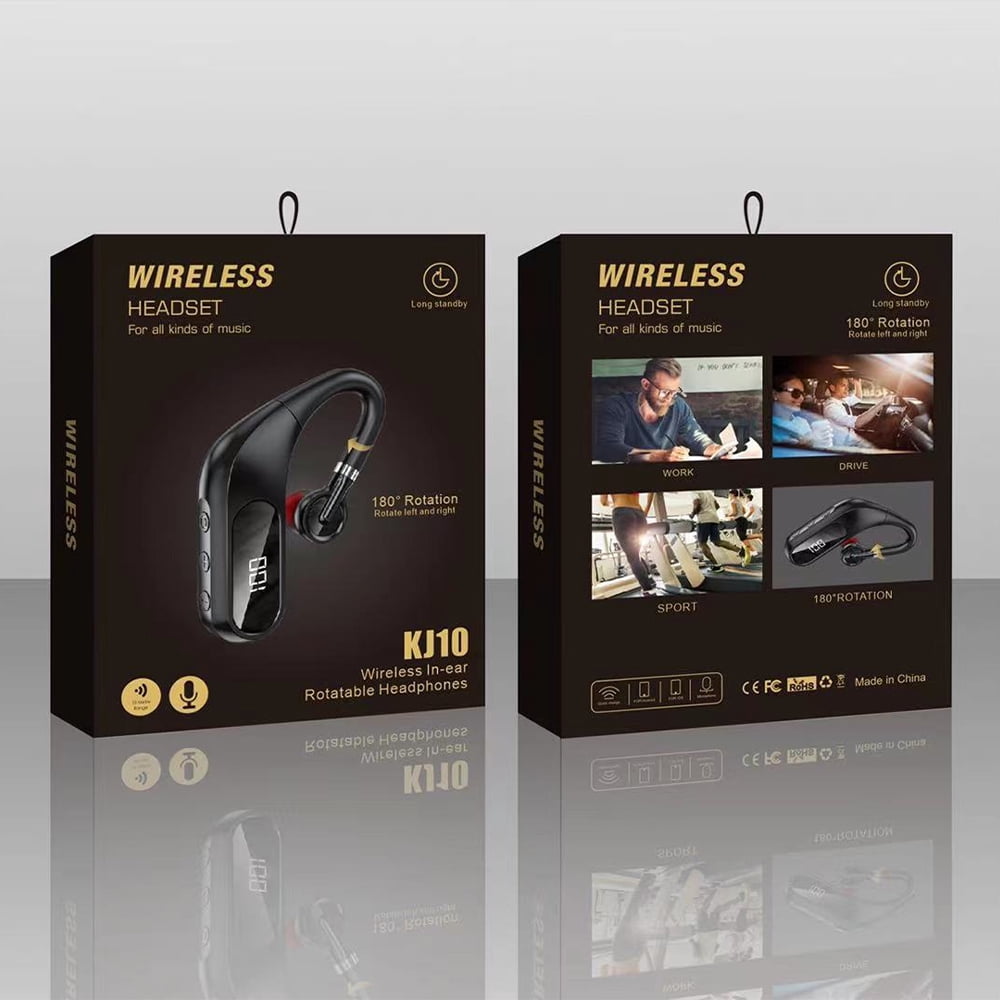 Bluetooth Earpiece,True Wireless Bluetooth Single Earbud with Microphone Noise Cancelling Waterproof Ear-Hook Ear Plug Sport Headset for Cell Phone
