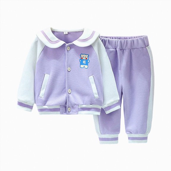 Xyant Clothes for Toddler Baby Girls 2 Piece Pants Set Fall Winter Soft Fleece Zip Up Sweatshirt and Jogger Sweatpants for Little Girls (Purple,7-8 Years)