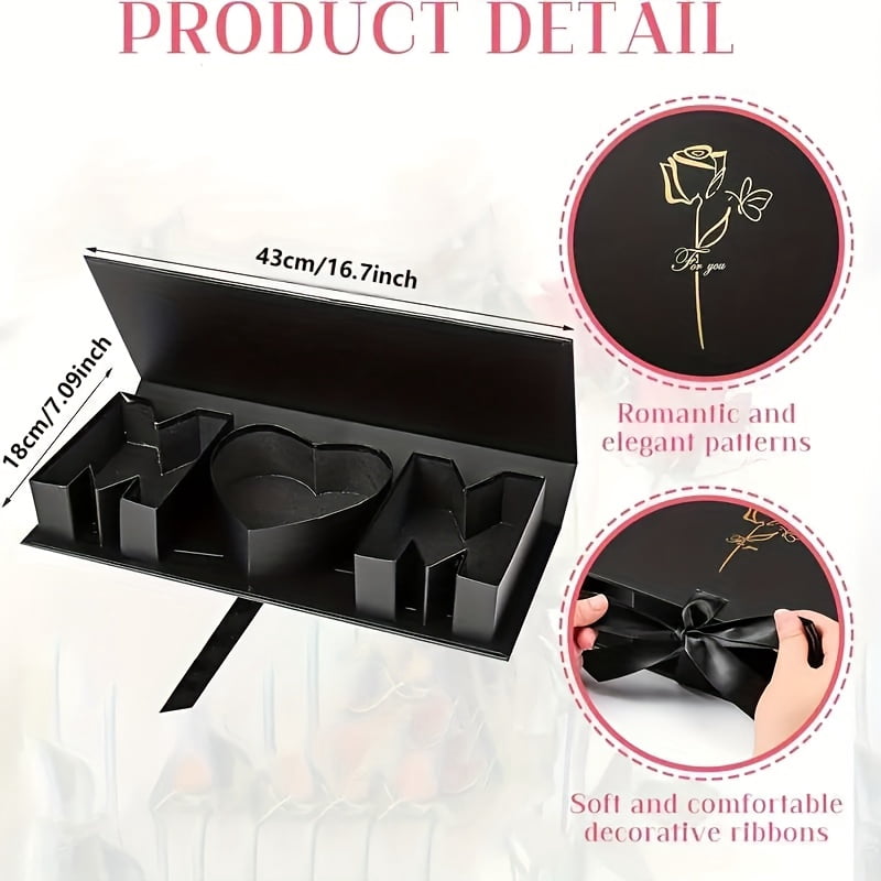 1 Sets Mother's Day Mom Flower Gift Box Red/Black/Pink with 18'' x 7.7'' x 2.7'' Empty MOM Letter Shaped Box Gift Bags Greeting Cards for Mother's Day Birthday Flower and Arrangements