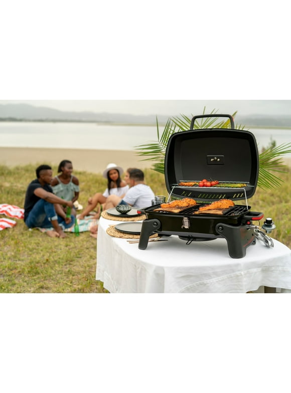 Megamaster 1 Burner Tabletop Propane Gas Grill for Camping, Camp, Outdoor, Black