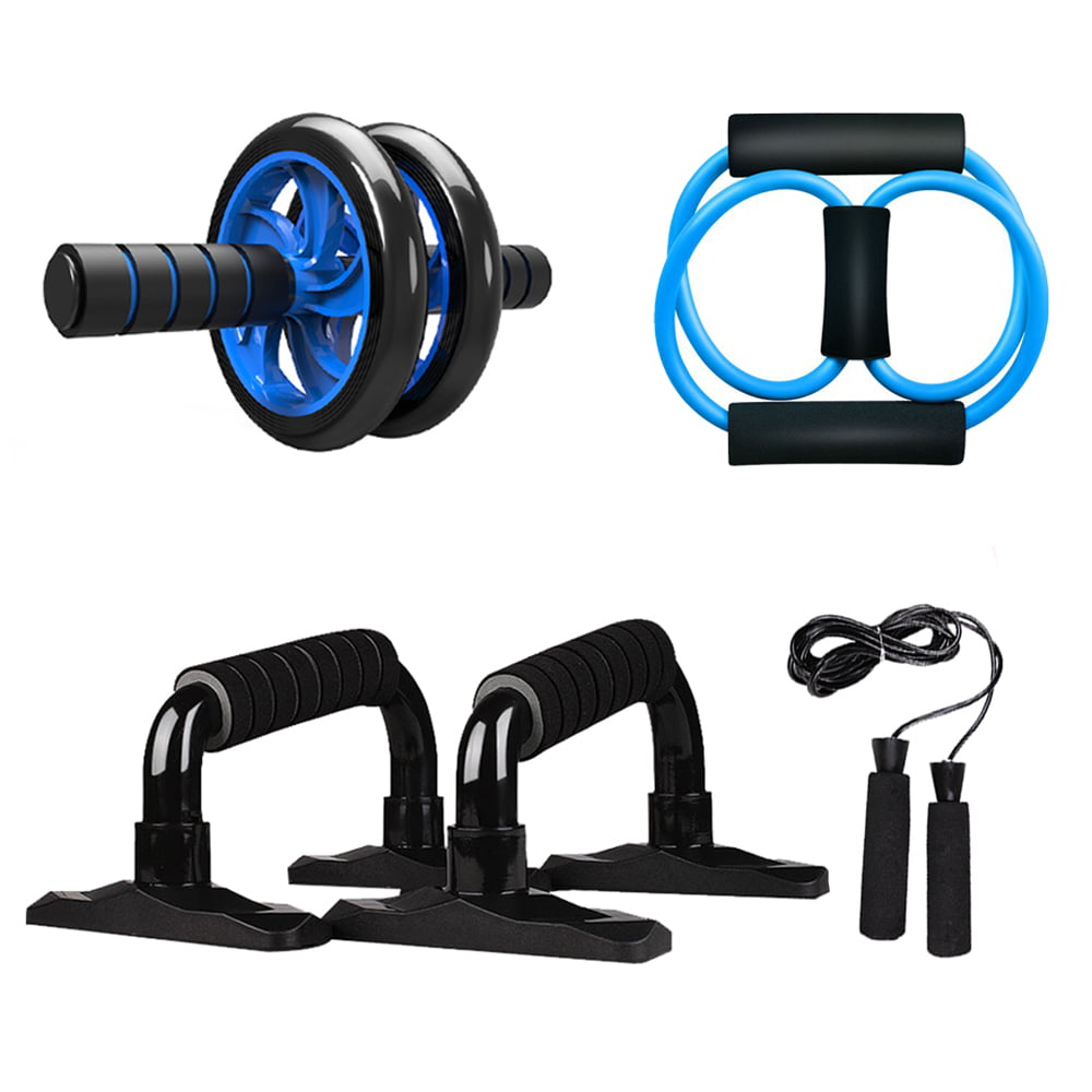 5 In 1 Ab Wheel Roller Kit Set Spring Rope Press Push Up Bar Home Workout Gym