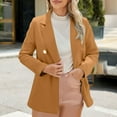 thumbnail image 2 of Womens Suit Jackets Fashion Solid Color Open Front Long Sleeves Cardigan Blazers Loose Comfy Business Work Blazer Coffee Medium, 2 of 6
