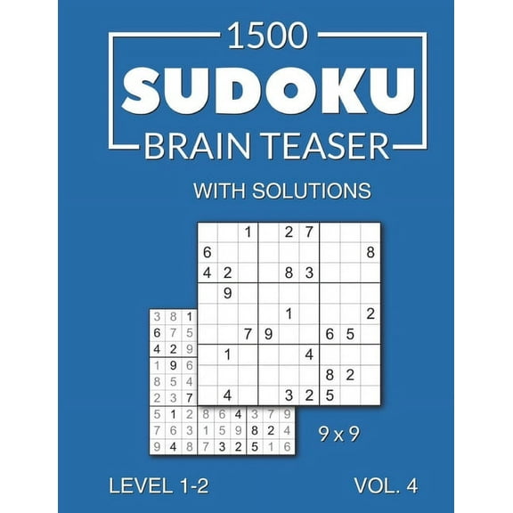 1500 Sudoku Brain Teaser 9x9 with solutions: Level 1-2 Volume 4 (Paperback)