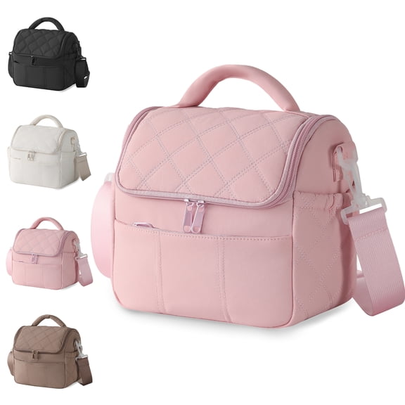 HonorHut Insulated Lunch Bag Large Capacity Lunch Tote with Straps Lightweight Leakproof Lunchbox Cooler Box Adults for Work Picnic Travel Pink