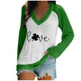 thumbnail image 1 of Pompotops Blouse Décontractée pour Femmes Imprimée pour la Saint-Patrick Manches Longues Col en V, 1 of 6