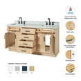 thumbnail image 3 of Ariel Hepburn 67 Inch Double Rectangular Sink Bathroom Vanity With Italian Carrara Marble Countertop 1.5 Inch Edge In Oak, 3 of 10