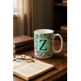 thumbnail image 2 of Personalization Mall Flowery Initial Coffee Mug, 15 Oz., Blue Aqua, S, 2 of 4